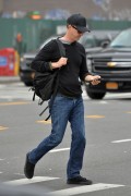 Edward Norton hails a taxi cab in Soho in New York on October 28, 2016