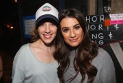 Lea Michele and Jenna Ushkowitz pose backstage at the hit musical 'Waitress' on Broadway at The Brooks Atkinson Theatre in New York (November 5, 2016)